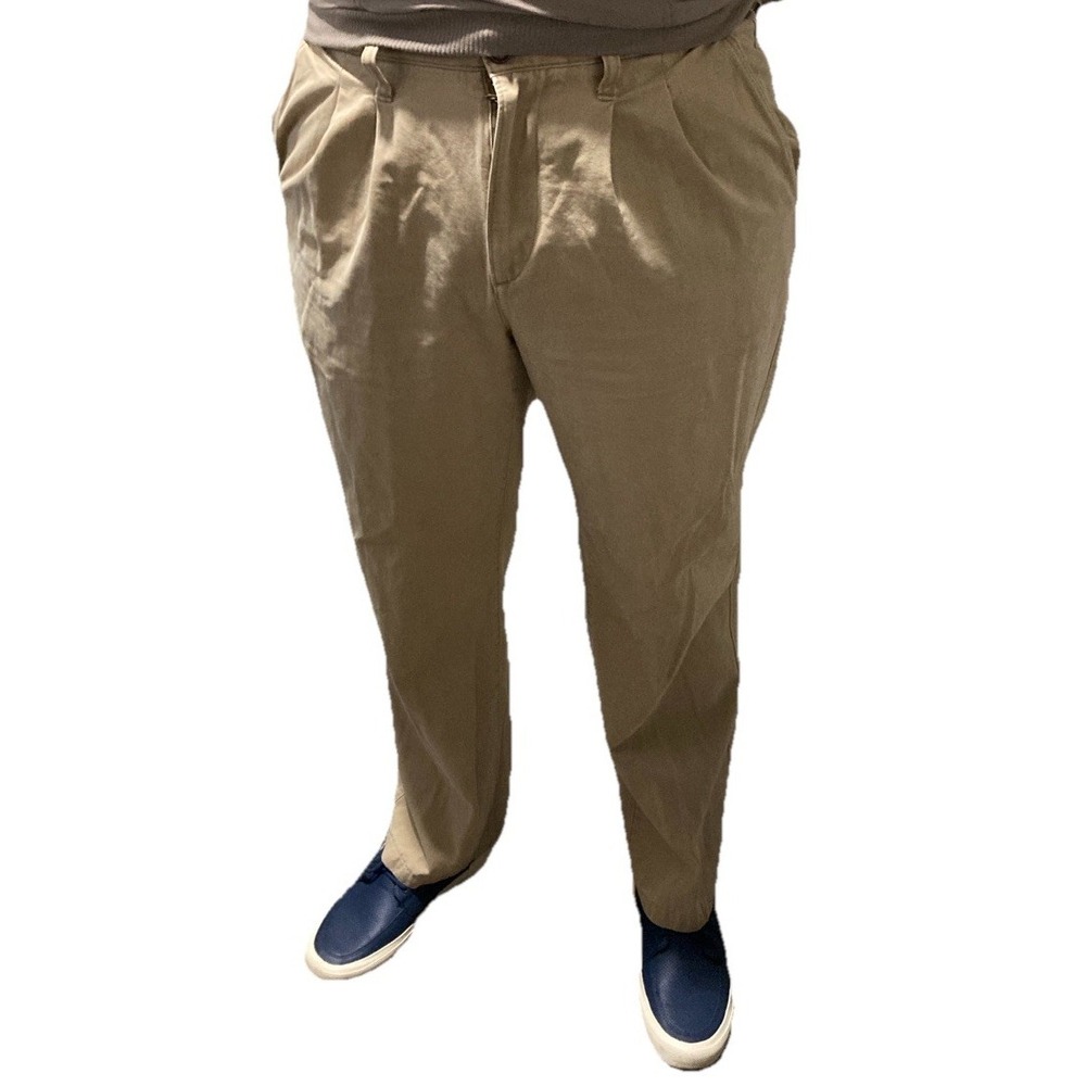 Vintage Eddie Bauer Mens Khaki Pants 34x30 Beige Elastic Waist Casual Chino